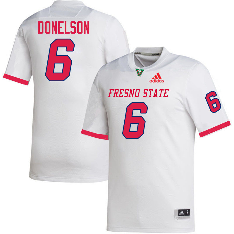 Fresno State Bulldogs #6 Bryson Donelson College Football Jerseys,Uniforms-White